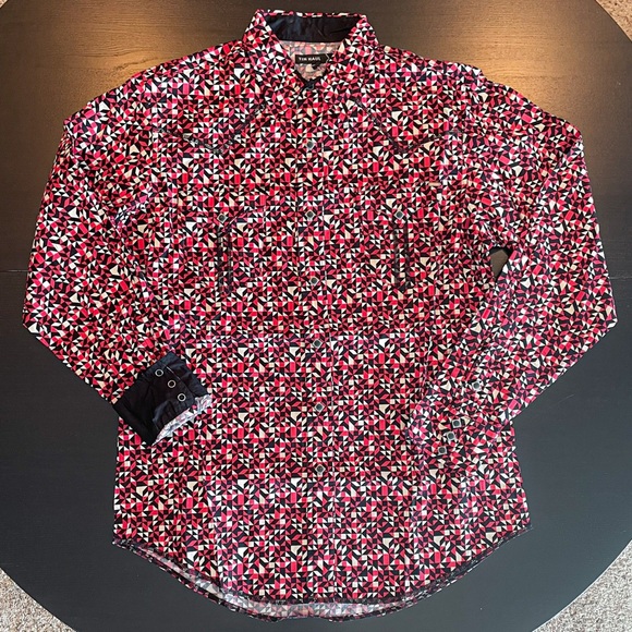 🟥NWT- Tin Haul Mens XL Western Geometric Long Sleeve Snap Shirt - Picture 1 of 7